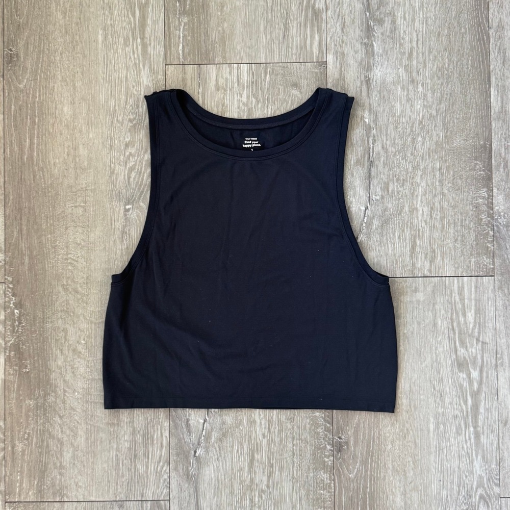 Gilly Hicks Active Crop Tank Top Women's Size S Navy Sporty Minimalist